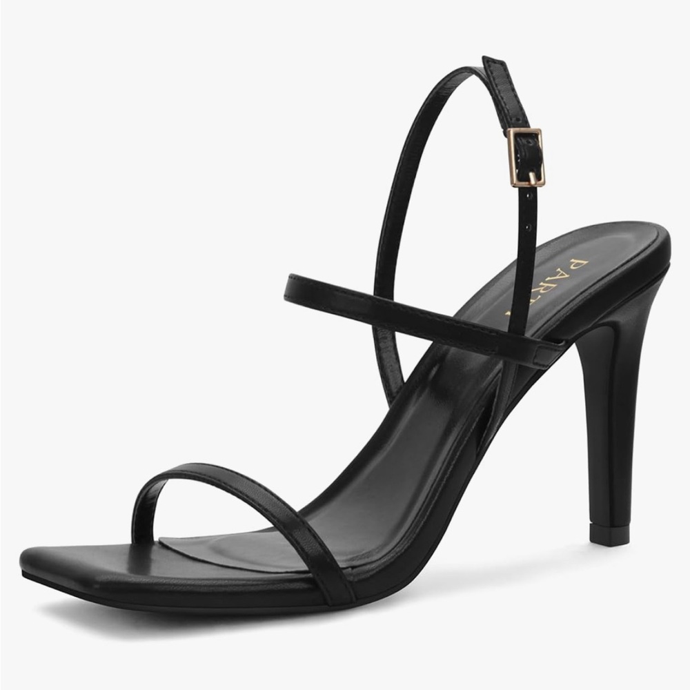 Black High-Heeled Strappy Sandals